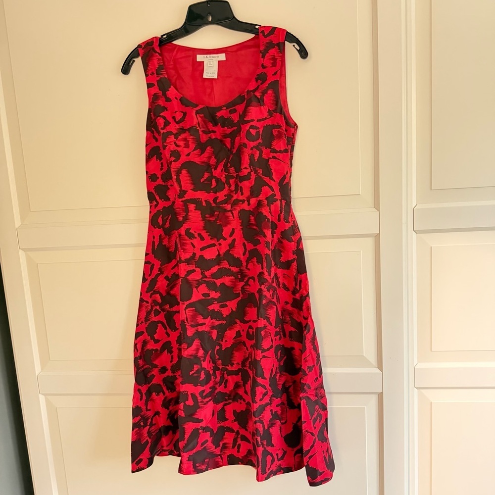 L.K. Bennett Red and Black Dress Size 6 - 41483 - Picture 3 of 11